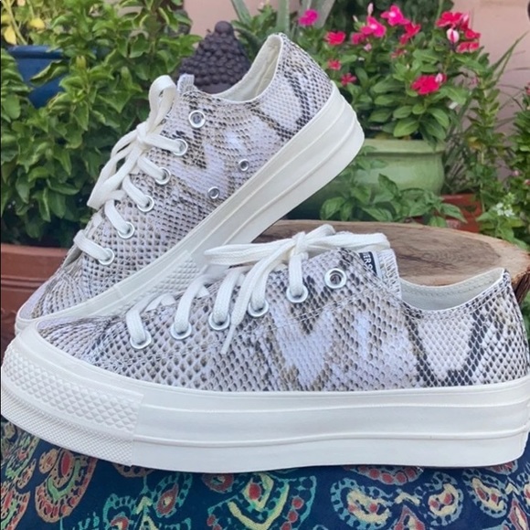 snakeskin platform converse